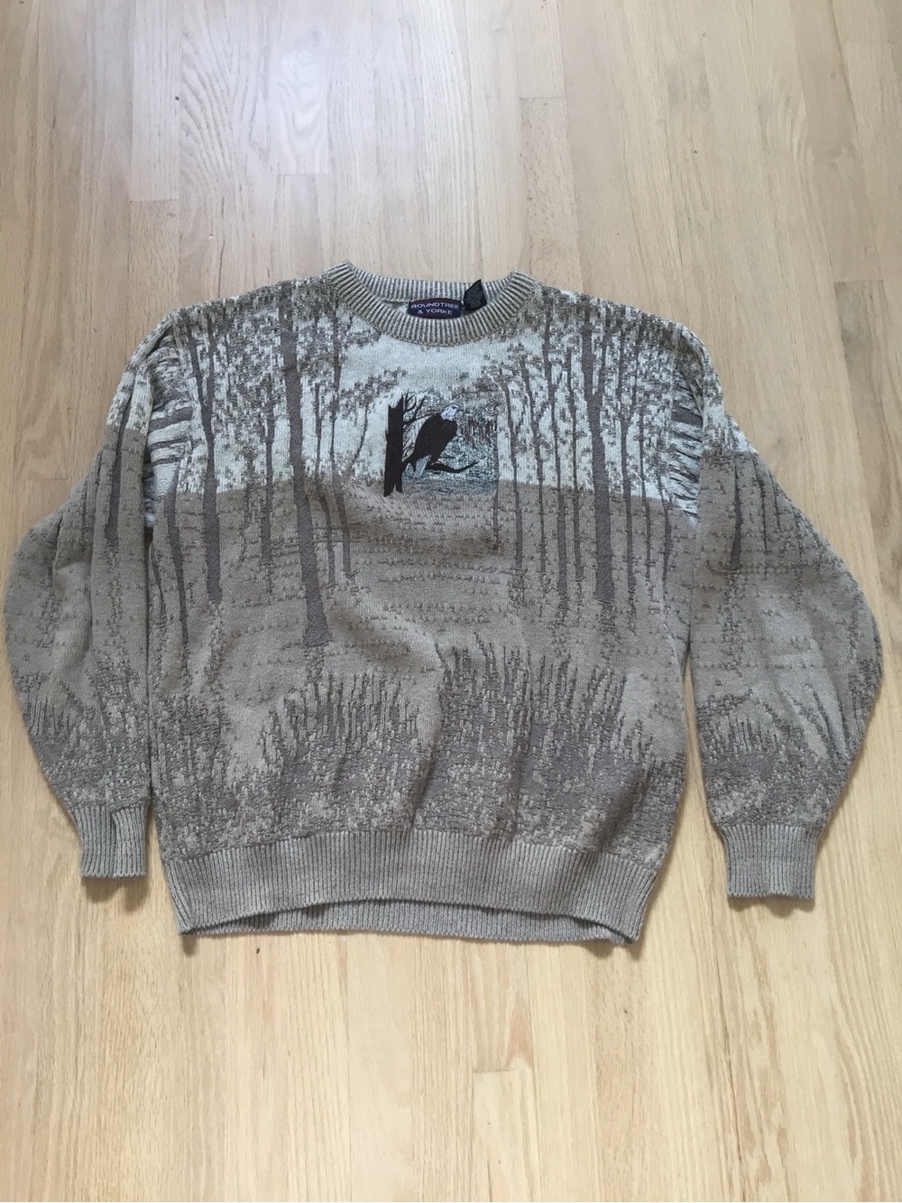 Roundtree & Yorke Beige and Brown Nature Crewneck Sweater
